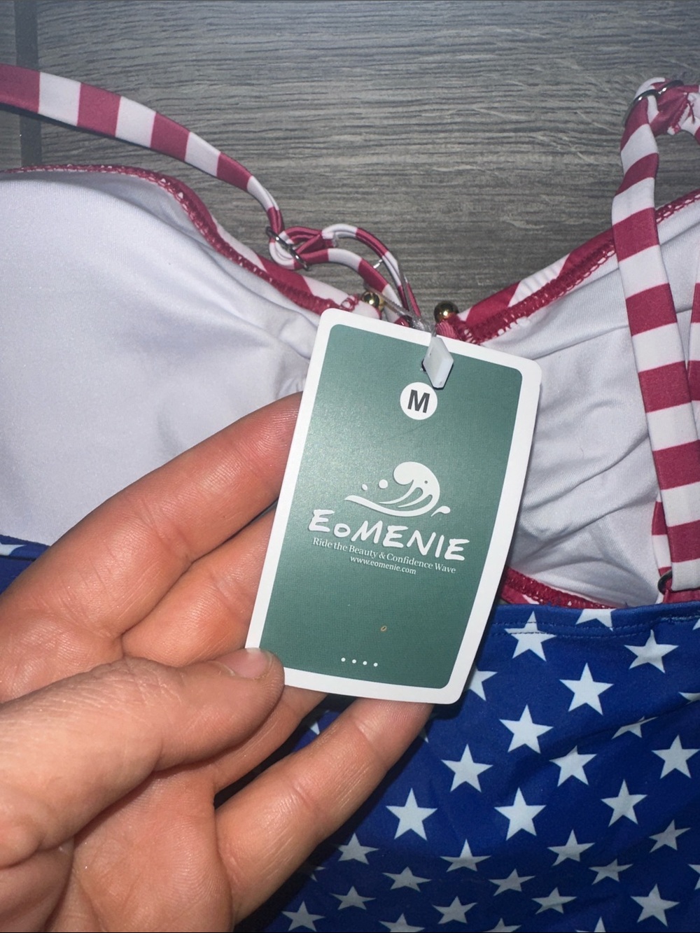 Patriotic Star & Stripe One-Piece Swim Suit - Red, White & Blue - Picture 3 of 3